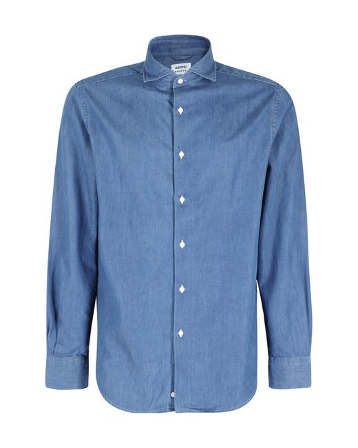 Aspesi Blue Buckle Long-Sleeved Shirt for men