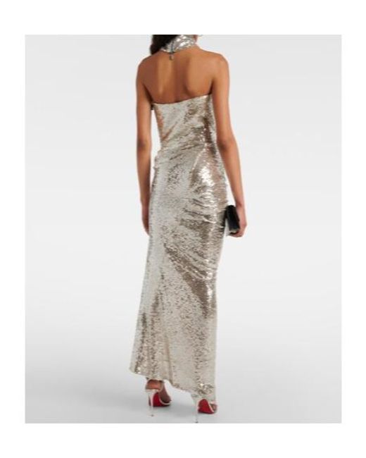 Maticevski White Exhilarate Gathered Sequined Gown