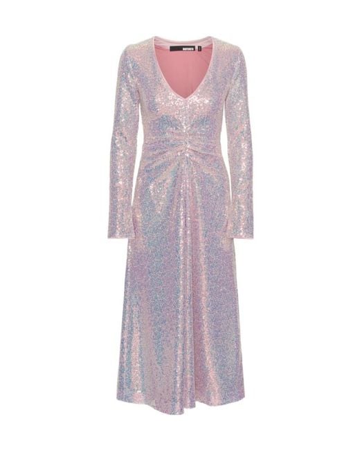 ROTATE BIRGER CHRISTENSEN Purple V-Neck Long-Sleeved Dress