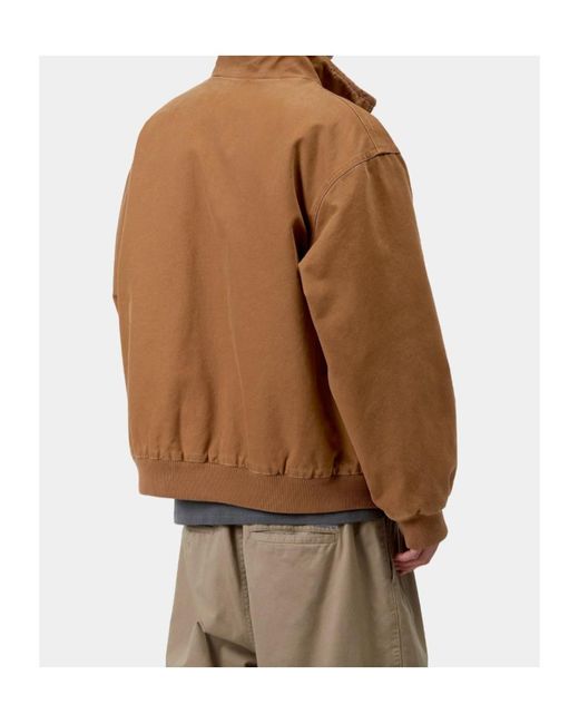 Carhartt Brown Ravon Logo-Patch Zip-Up Jacket for men