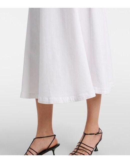 Altuzarra White Varda Cotton-Blend Midi Skirt