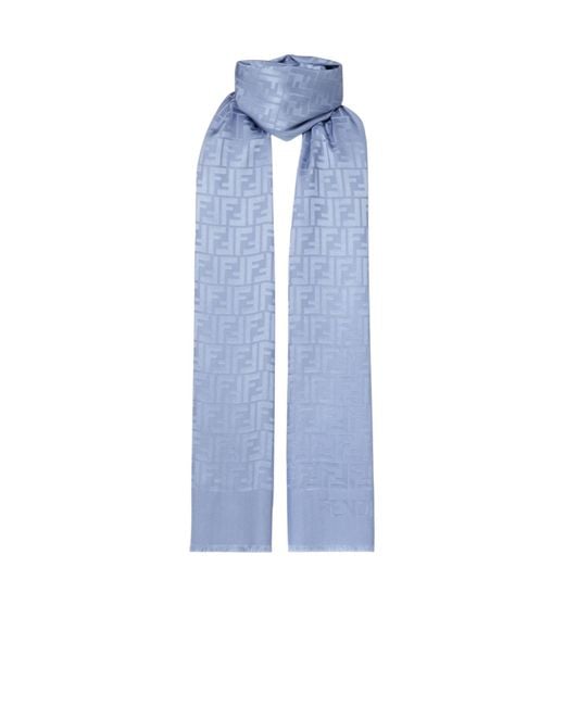Fendi Blue Ff-Logo Scarf