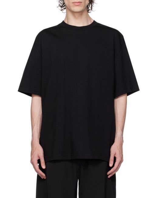 Studio Nicholson Black Lay Logo Detailed Crewneck T-Shirt for men