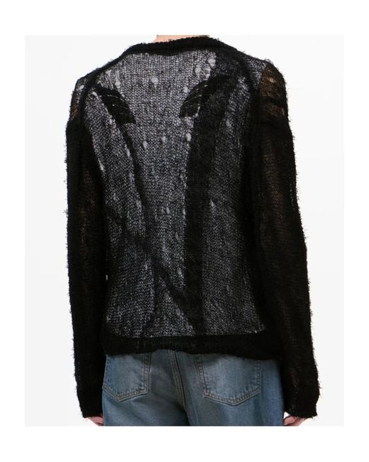 Our Legacy Black Sheer Open-Knit Cardigan for men