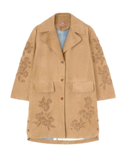 Ermanno Scervino Natural Floral Embroidered Coat