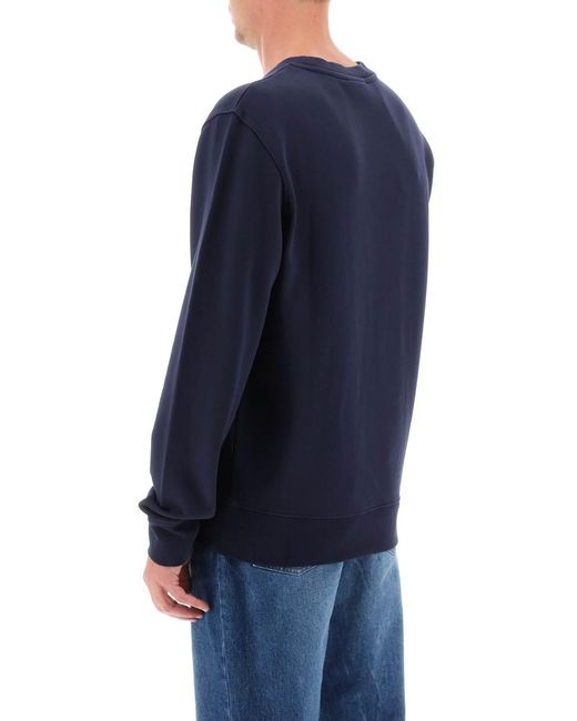 Maison Kitsuné Blue Maison Kitsuné Fox Champion Printed Crewneck Sweatshirt for men