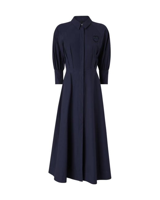 Pinko Blue Asimina Button Detailed Puff-Sleeved Dress