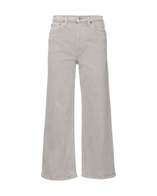 Re/done Gray Embossed Logo Wrangler Jeans