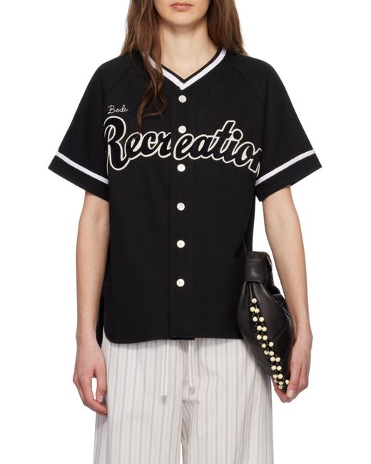 Bode Black Recreation Baseball Shirt for men