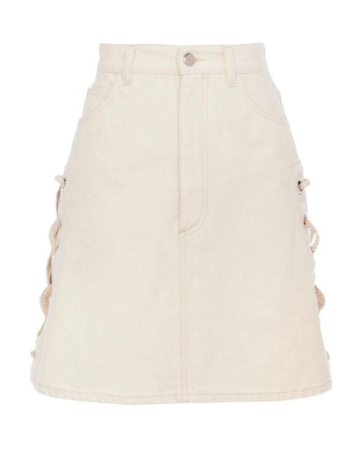 Chloé Natural Chloé Lacing Detailed Mini Skirt