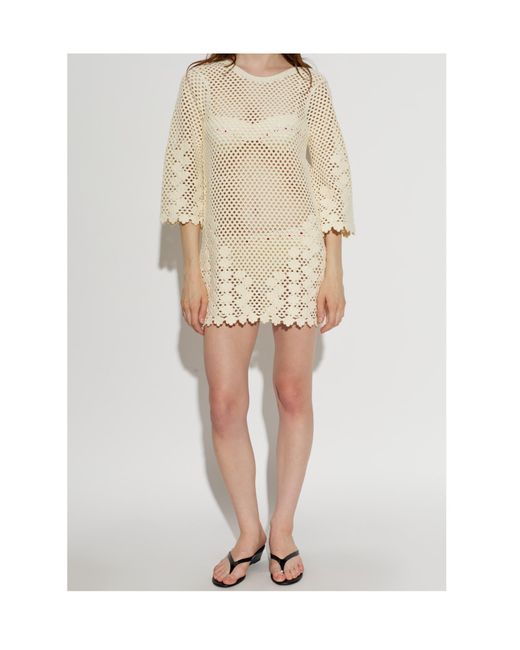 Posse Natural Saskia Floral-Crochet Mini Dress