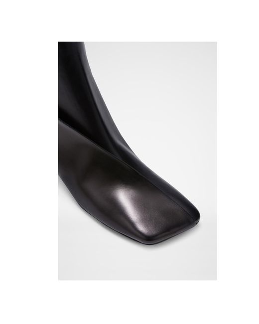 Jil Sander Black Square Toe Leather Boots