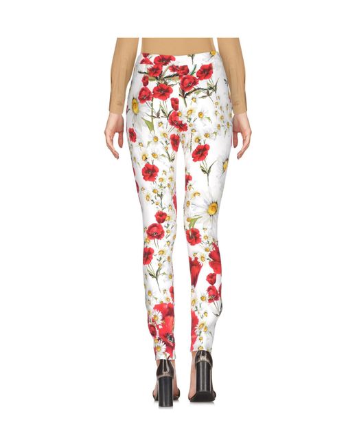 Dolce & Gabbana Red Floral Print Trousers