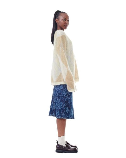 Ganni Natural Diamond Pattern Knitted Jumper