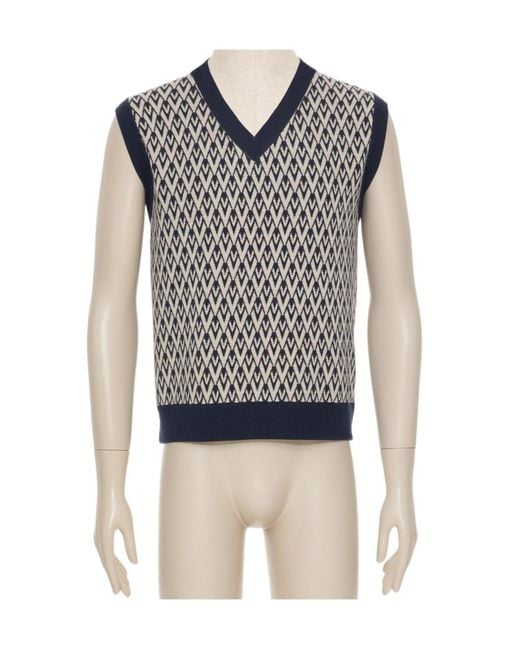 Valentino Blue Jacquard V-Neck Vest for men