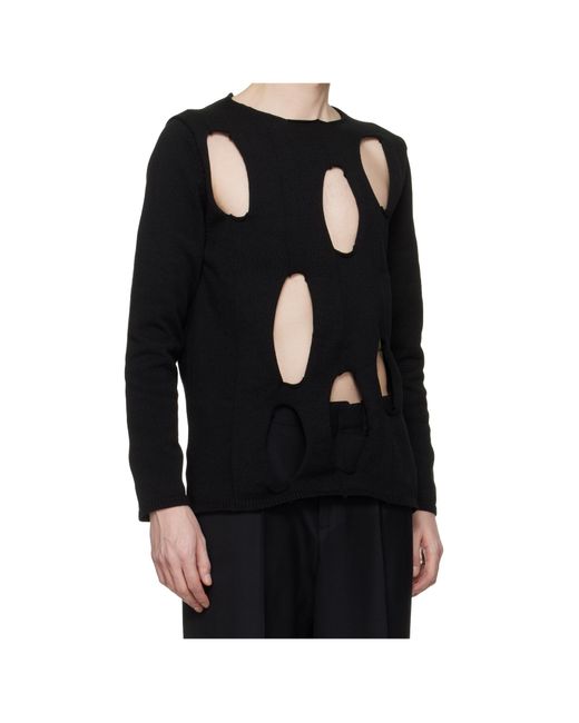 Comme des Garçons Black Cutout Crew-Neck Knitwear for men