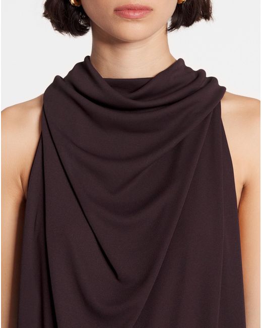 Lanvin Purple Logo Plaque Scarf Dress