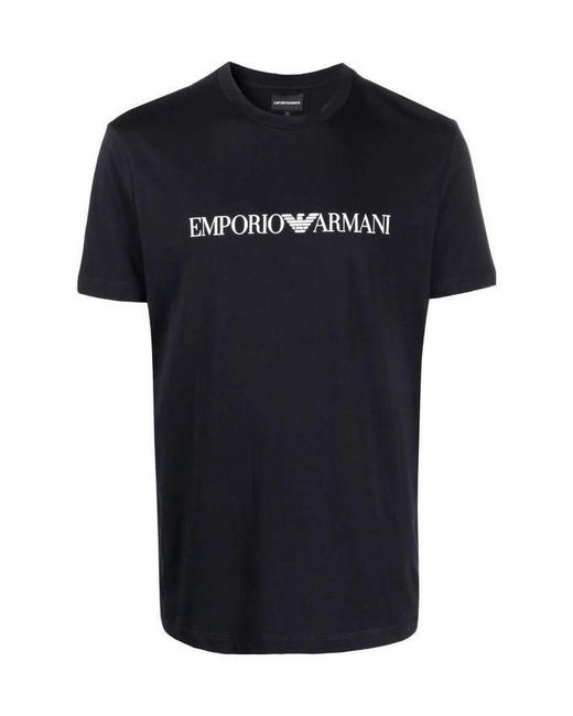 Emporio Armani Black Logo Printed Crewneck T-Shirt for men