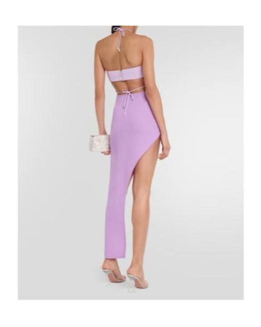 David Koma Purple Asymmetrical Wool Maxi Skirt