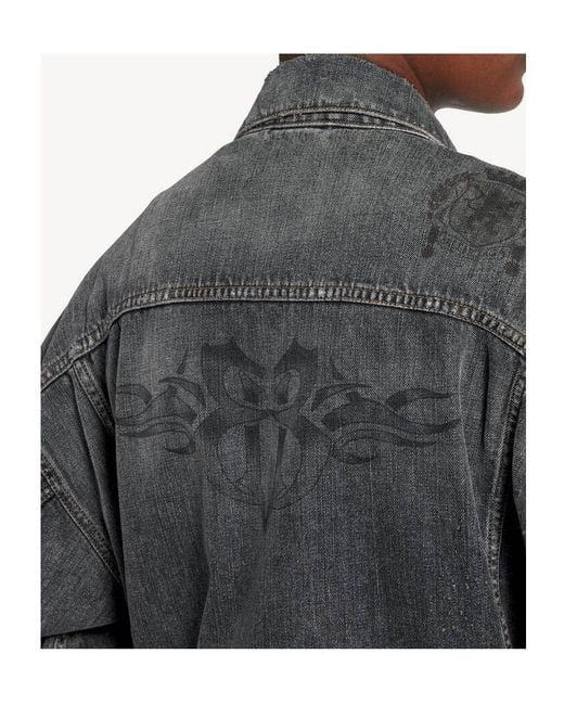 Balenciaga Gray Graffiti Denim Jacket for men