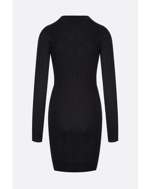 Givenchy Black Ribbed-Knit Wool Dress