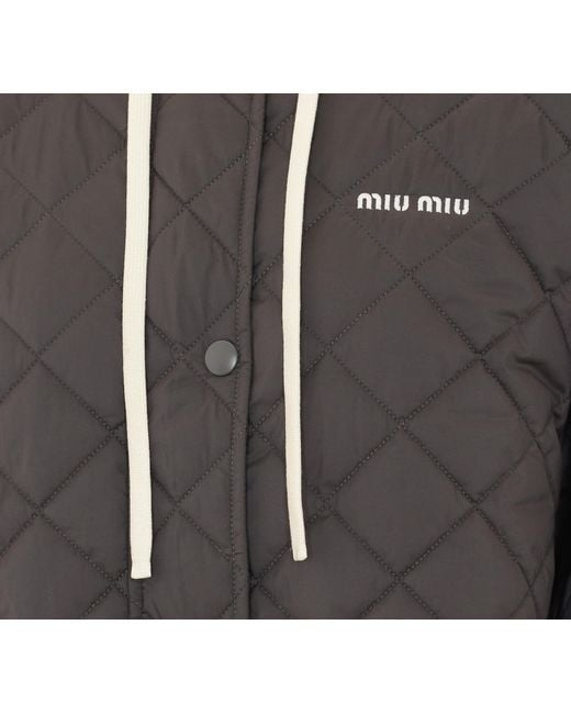 Miu Miu Gray Hooded Down Jacket