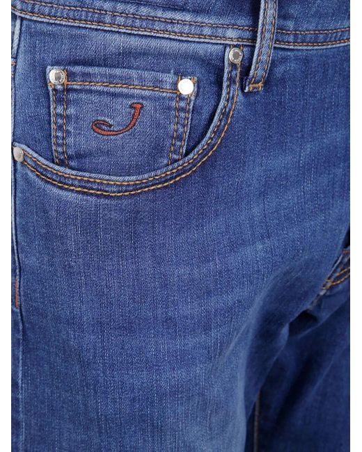 Jacob Cohen Blue Logo-Patch Jeans for men