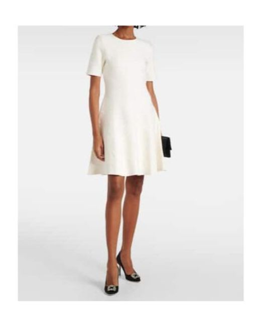Oscar de la Renta White Bridal Floral Jacquard Minidress