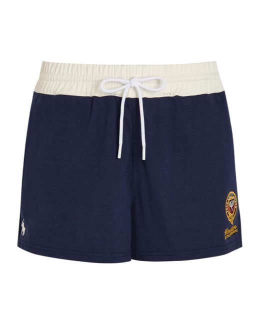 Polo Ralph Lauren Blue Embroidered Cotton Shorts