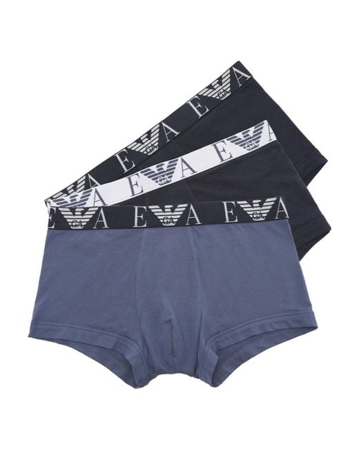 Emporio Armani Blue Logo Flat-Angle Three-Pair Underwear for men