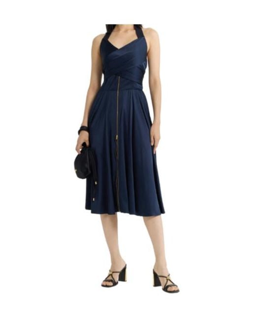 Patou Blue Pleated Midi Dress