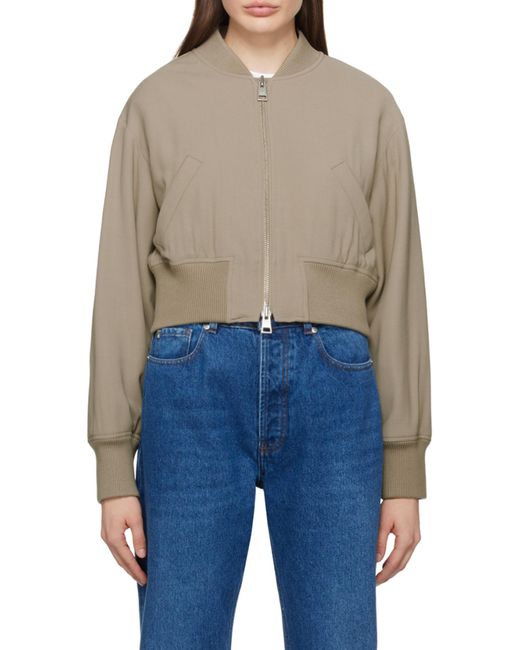 AMI Natural Zip-Up Padded Bomber Jacket