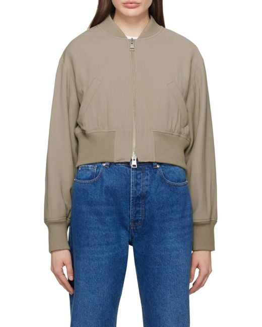 AMI Natural Zip-Up Padded Bomber Jacket