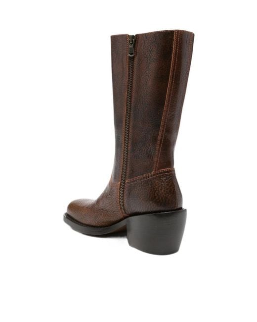 Dries Van Noten Brown Round-Toe Short Boots