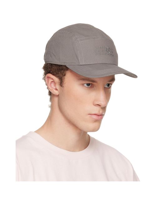 MM6 by Maison Margiela Gray Logo Embroidered Baseball Cap for men