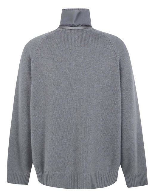 Brunello Cucinelli Gray High-Neck Long-Sleeved Knitwear