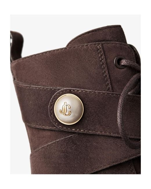 Jimmy Choo Brown Noemi 45 Logo Plaque Combat Boots