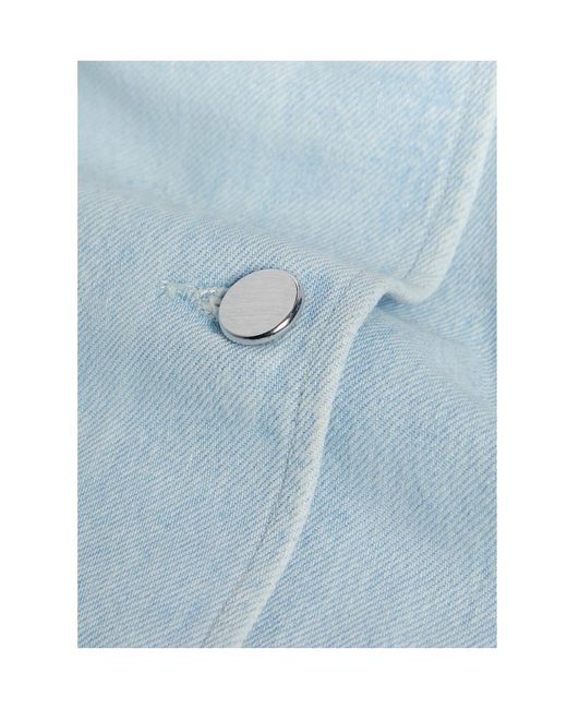 Agolde Blue Leather-Trim Denim Jacket