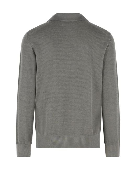 Zegna Gray Mole Ribbed Knit Sweater for men