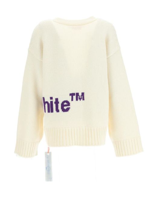 Off-White c/o Virgil Abloh White Logo-Intarsia Knit Cardigan