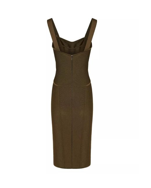 Versace Green Safety Pin-Detail Midi Dress