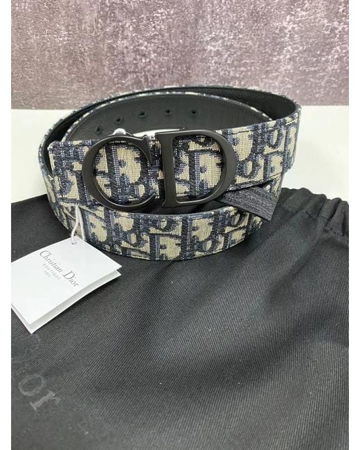 Dior Black Homme Oblique Reversible Belt for men