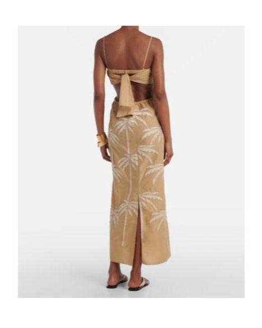 Johanna Ortiz Metallic Sea Swirl Tie-Detail Cutout Midi Dress