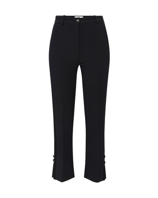 Elisabetta Franchi Black Satin Bands Crêpe Tuxedo Trousers