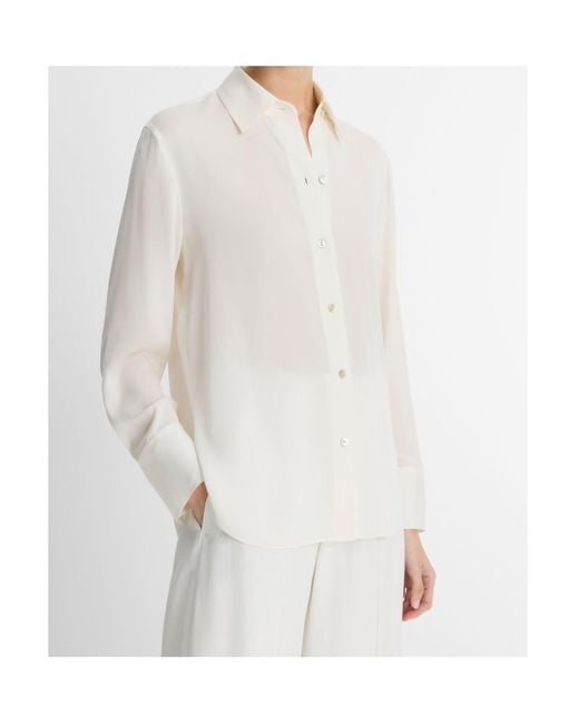 Vince White Long-Sleeved Button-Front Shirt