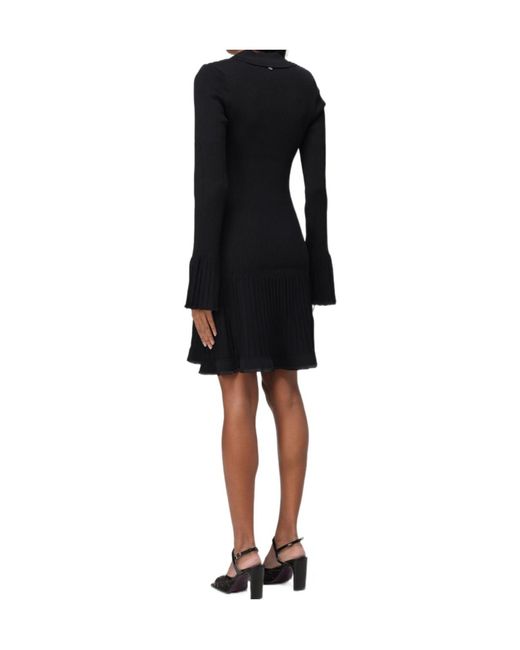 Liu Jo Black V-Neck Flared Mini Dress