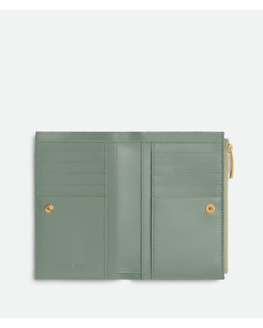 Bottega Veneta Green Intrecciato Medium Bi-Fold Wallet