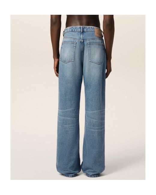 AMI Blue Ami Large Fit Jeans for men