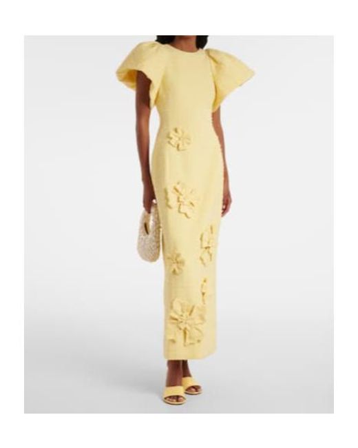 Leo Metallic Lucinda Floral-Appliqué Tweed Maxi Dress