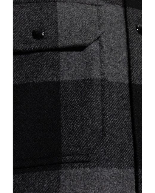 Woolrich Black Check-Pattern Wool Shirt for men